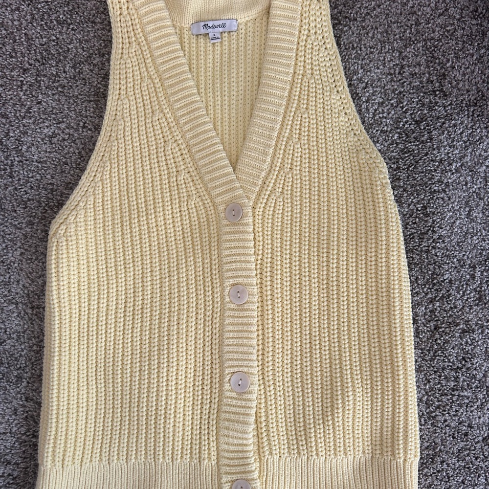 Madewell Yellow V-Neck Sweater Vest